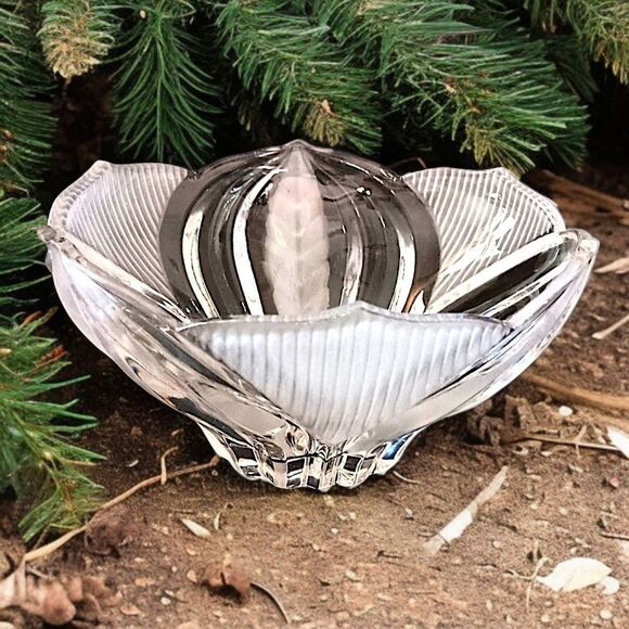 Imperlux Lead Crystal Bowl Dogwood Pattern Hand Cut Victorian Art Deco Style Vtg - Picture 15 of 16